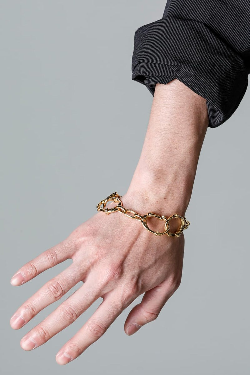 bone shaped carabiner bracelet.-S- Gold