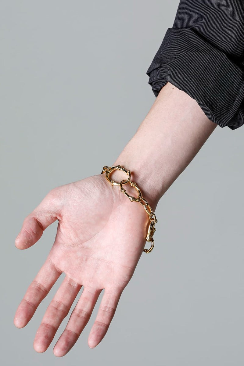 bone shaped carabiner bracelet.-S- Gold