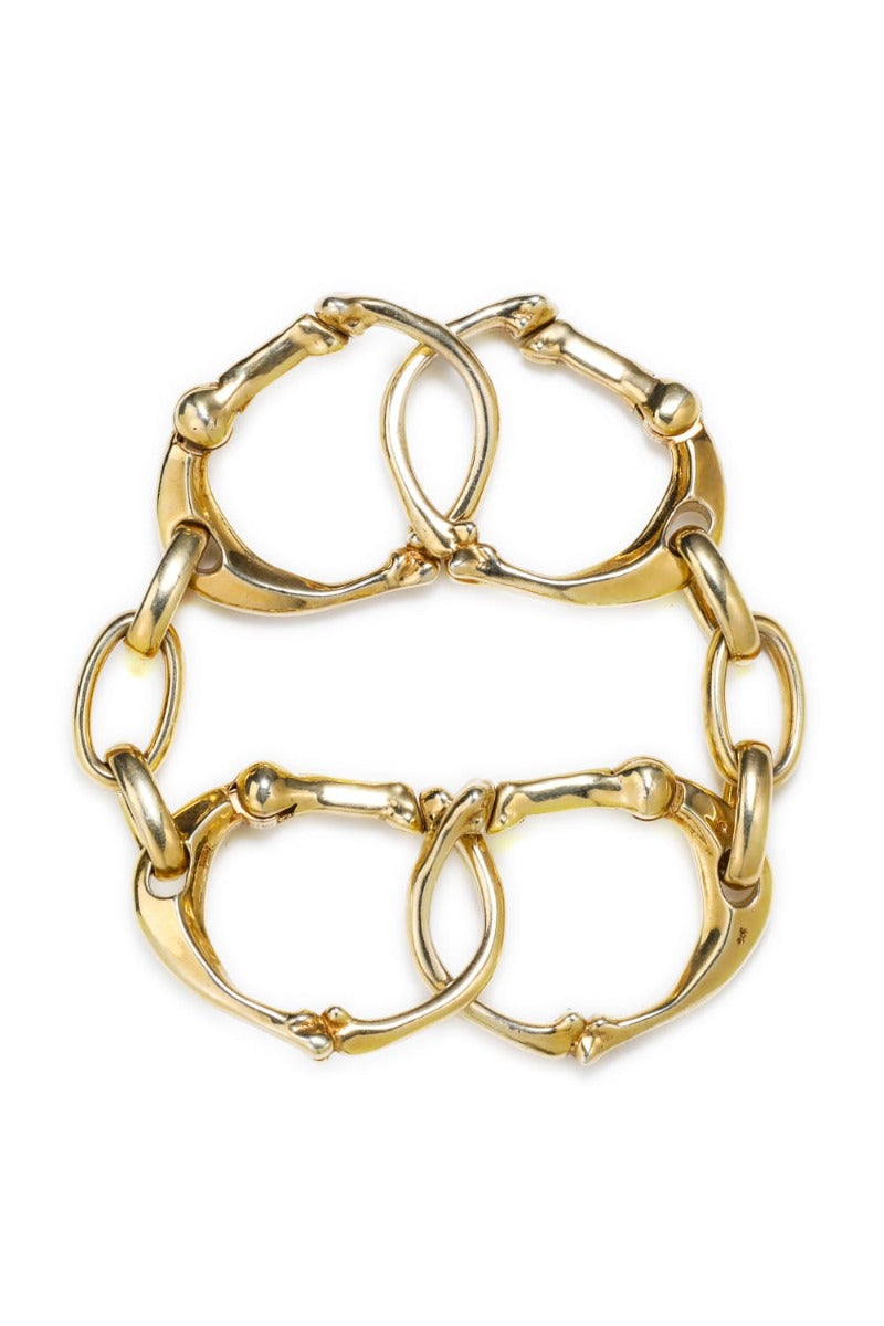 bone shaped carabiner bracelet.-L- Gold