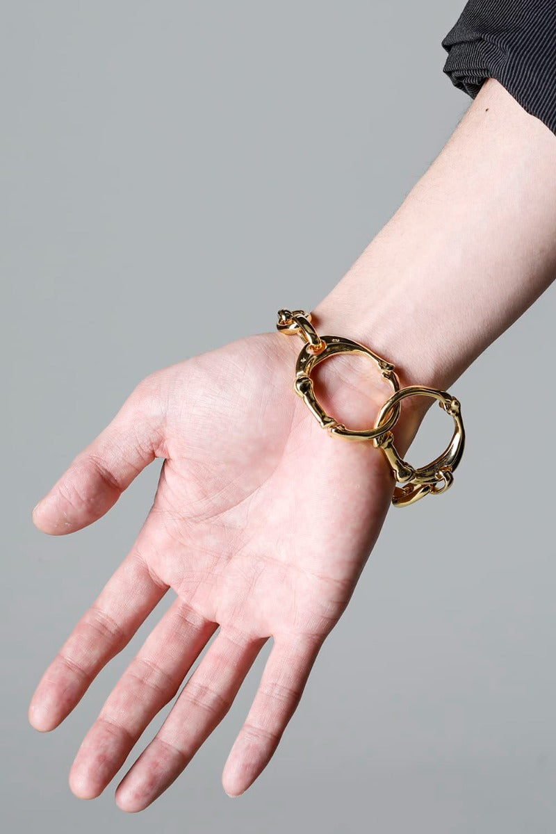 bone shaped carabiner bracelet.-L- Gold