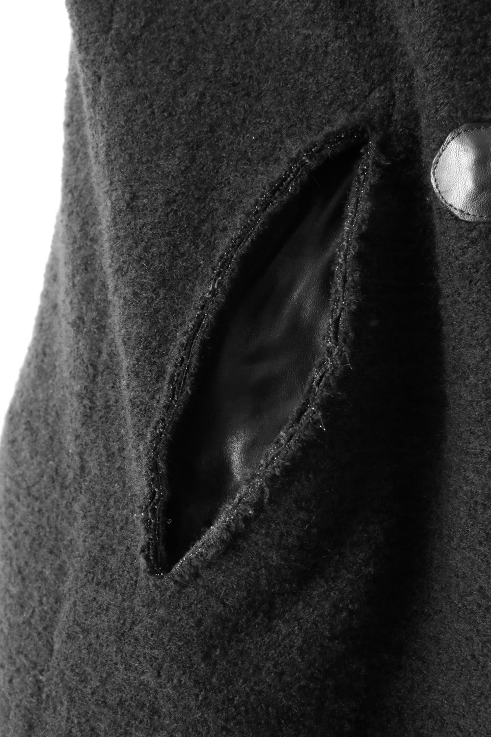 Wool Cotton Jersey Hood Coat Black