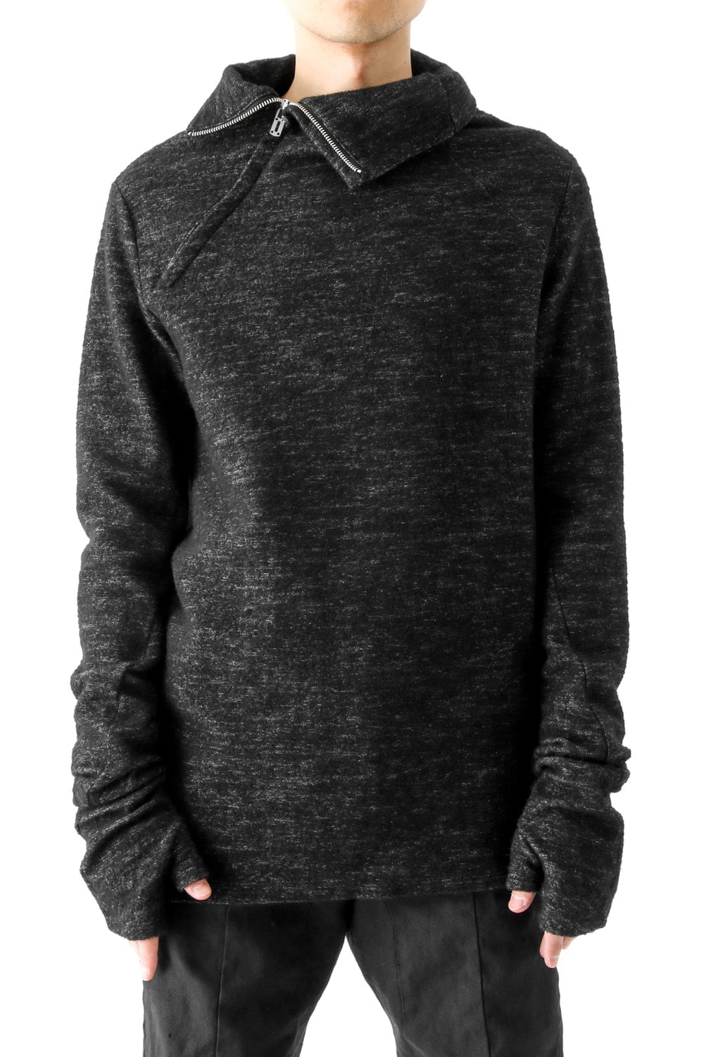 Wool Cotton Jersey High Neck Pullover