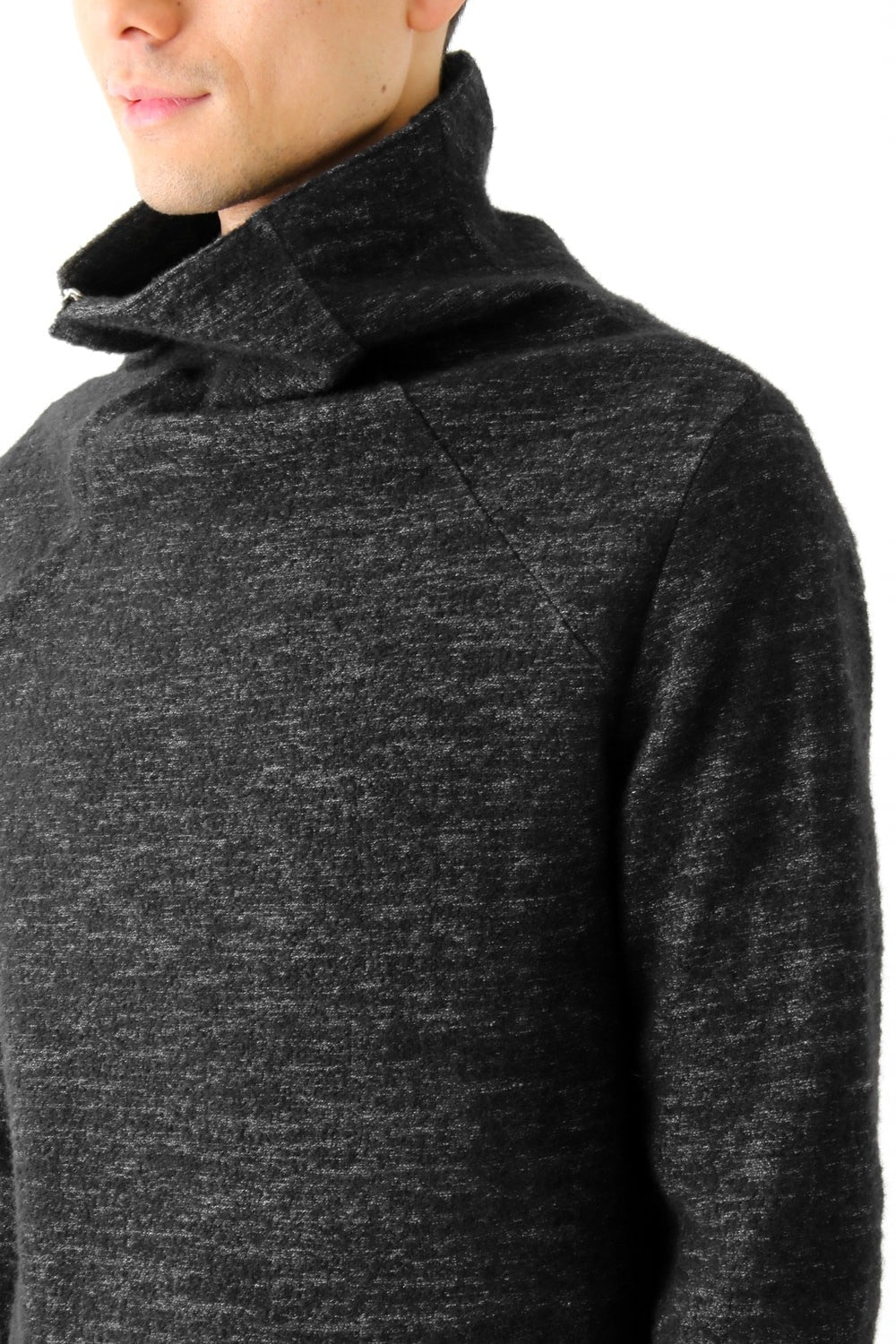 Wool Cotton Jersey High Neck Pullover