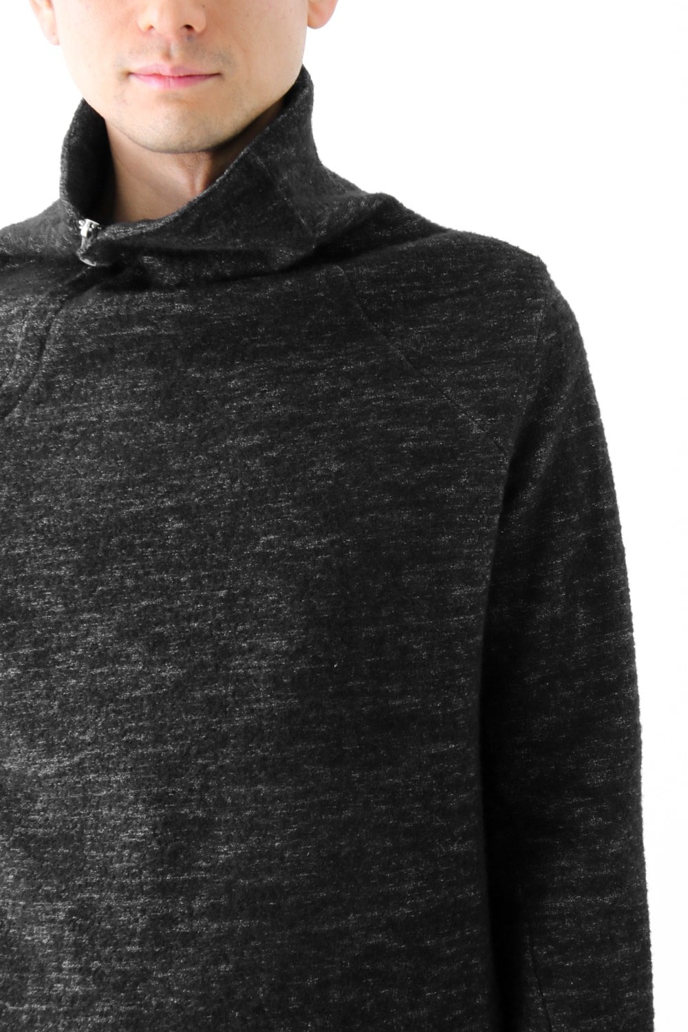 Wool Cotton Jersey High Neck Pullover