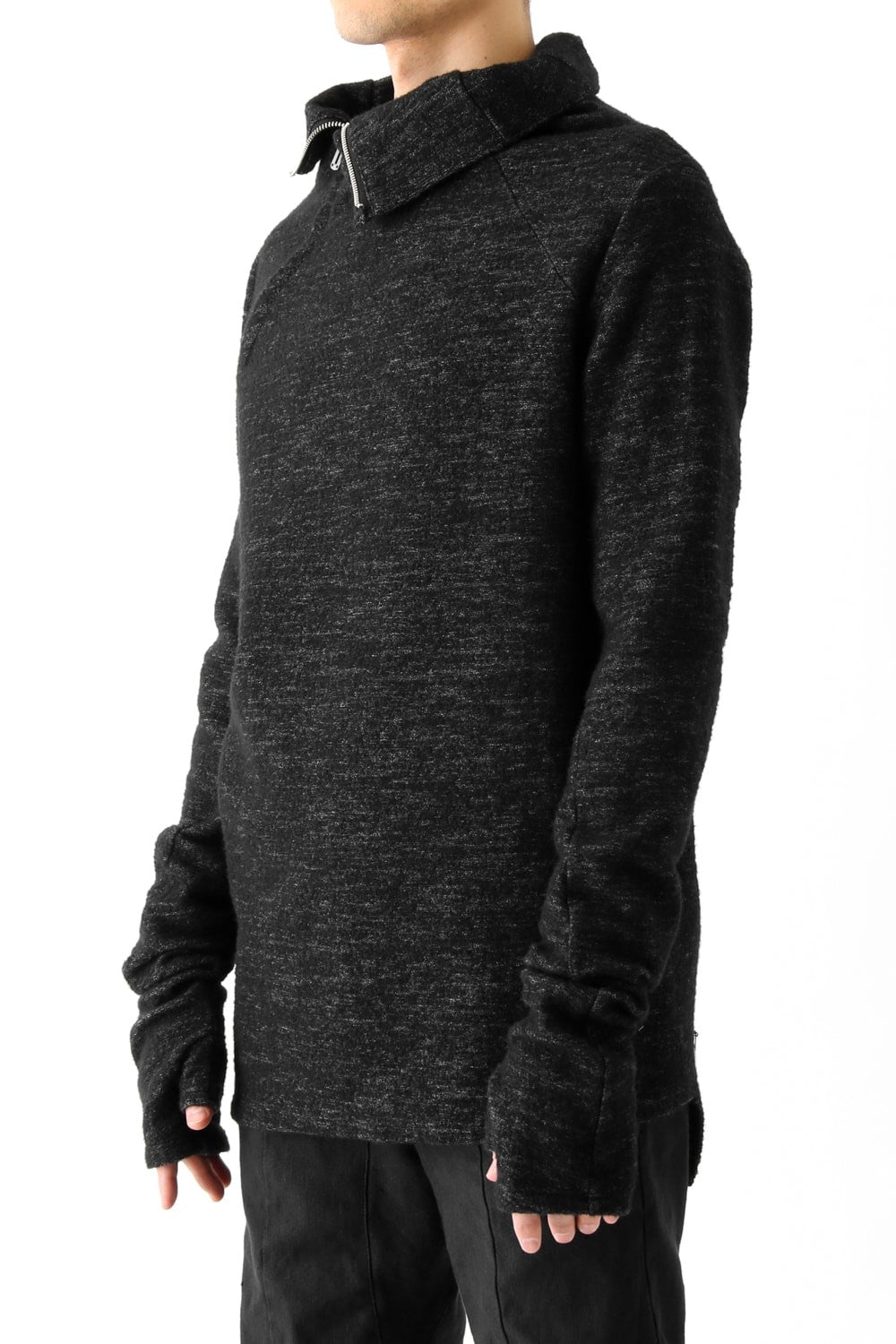 Wool Cotton Jersey High Neck Pullover