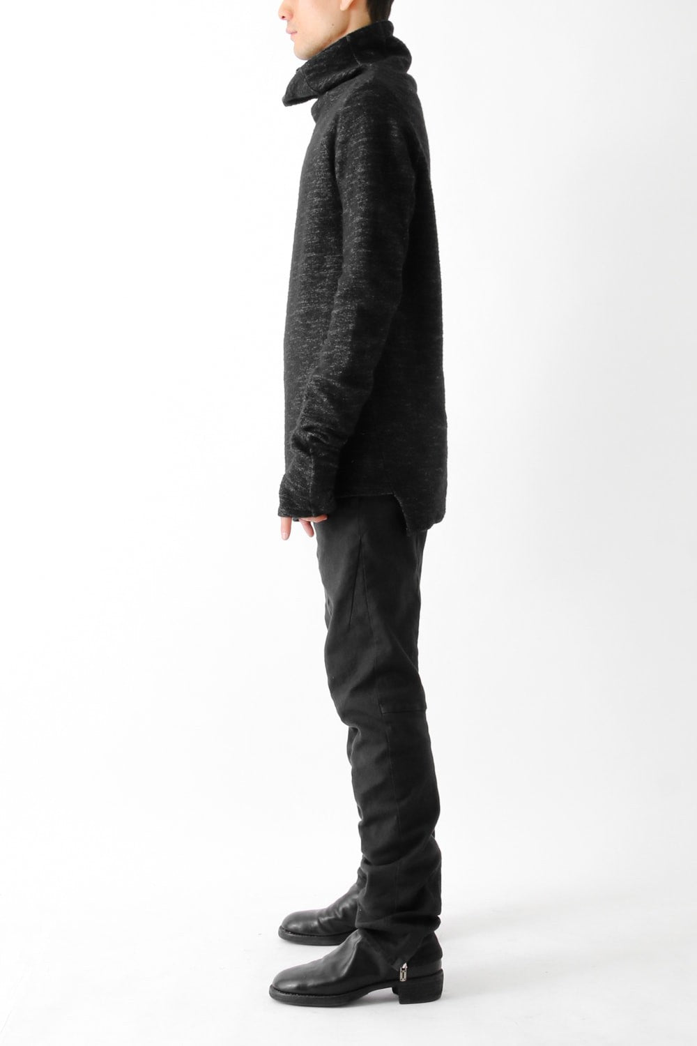 Wool Cotton Jersey High Neck Pullover