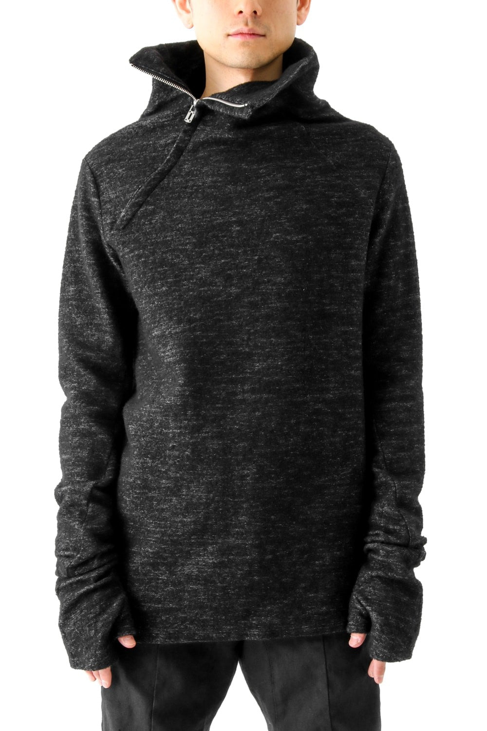 Wool Cotton Jersey High Neck Pullover