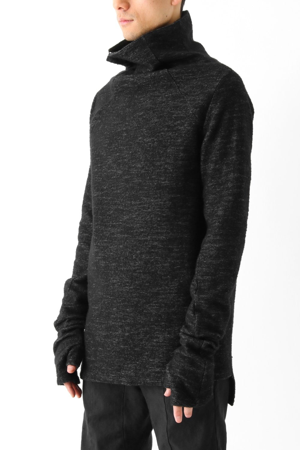 Wool Cotton Jersey High Neck Pullover