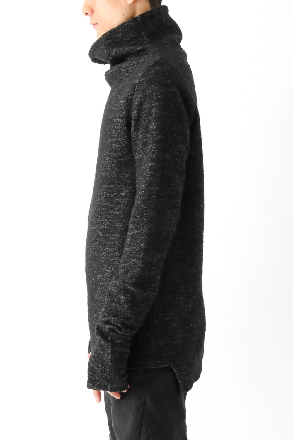 Wool Cotton Jersey High Neck Pullover