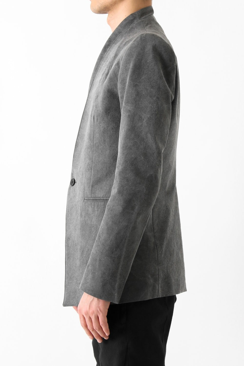 Layered Collarless Tailored Jacket Gray