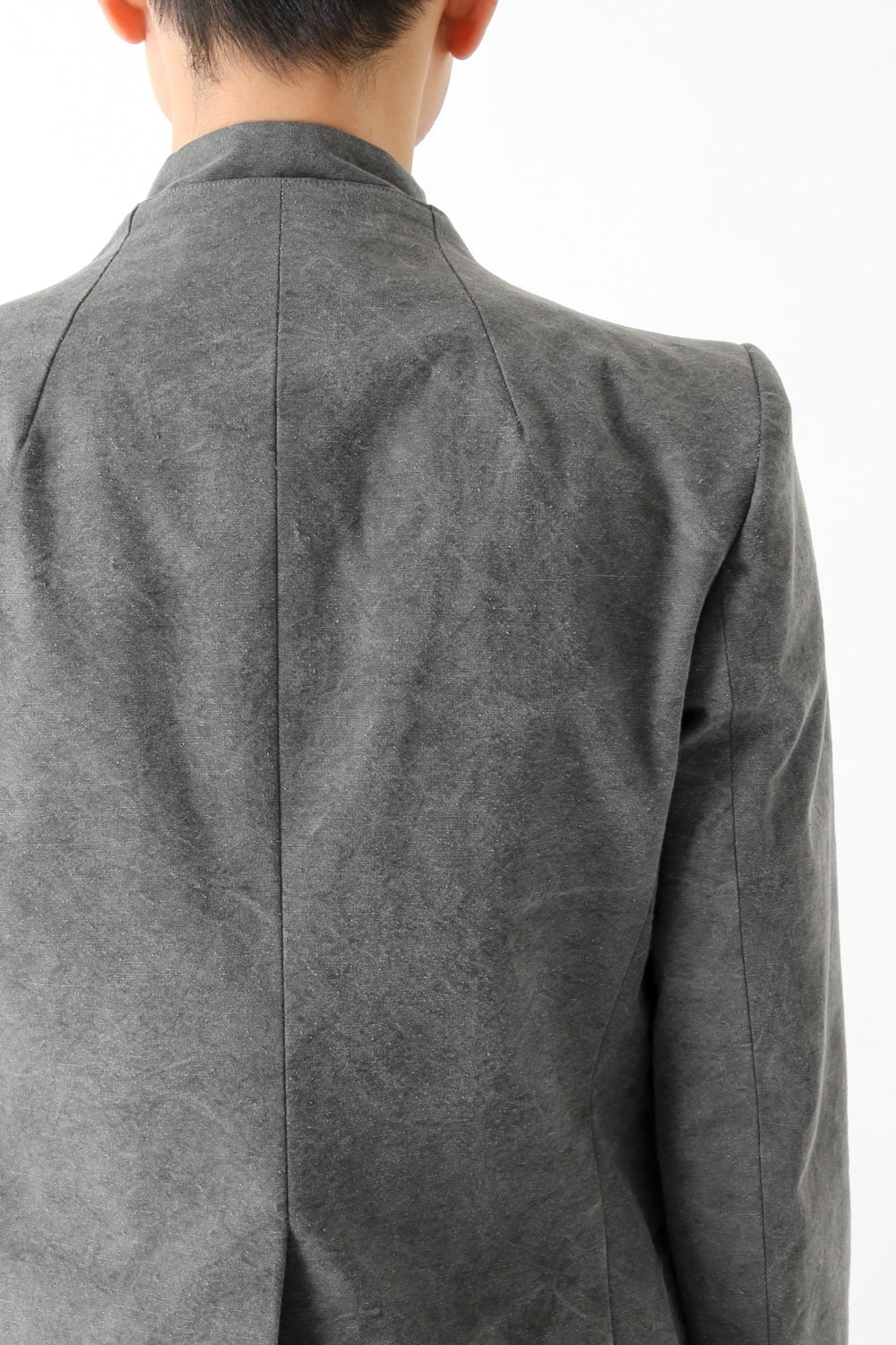 Layered Collarless Tailored Jacket Gray