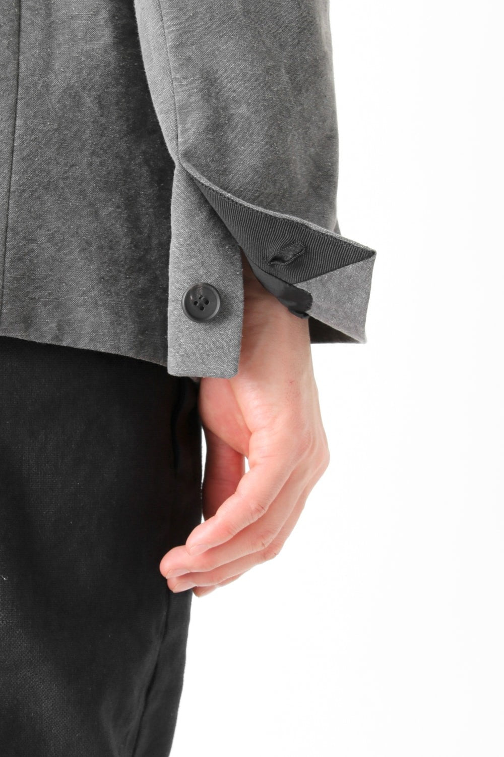 Layered Collarless Tailored Jacket Gray