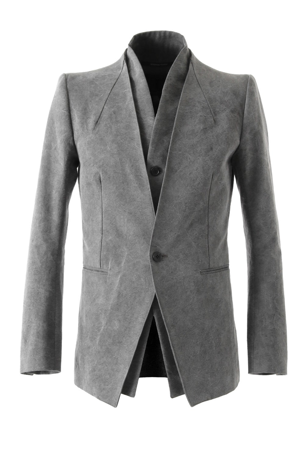 Layered Collarless Tailored Jacket Gray
