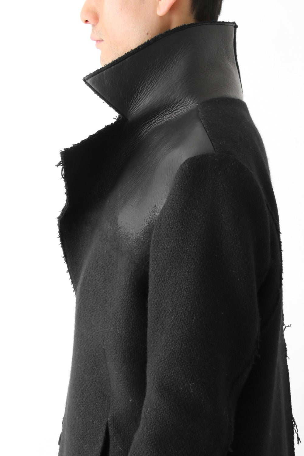 Leather Needle punch Double-breasted Coat