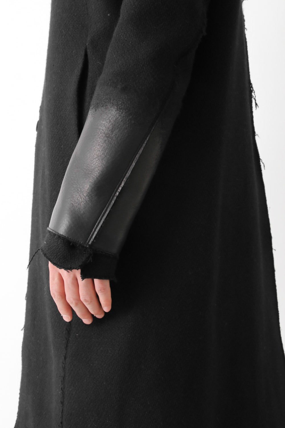Leather Needle punch Double-breasted Coat