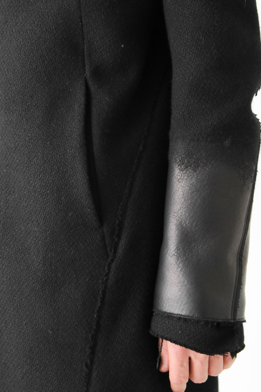 Leather Needle punch Double-breasted Coat