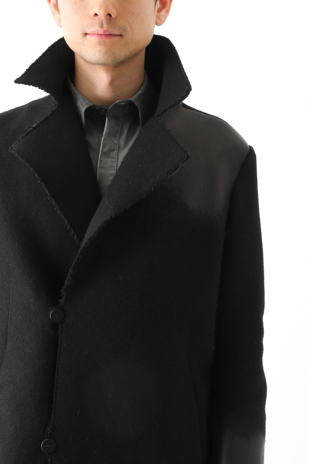 Leather Needle punch Double-breasted Coat