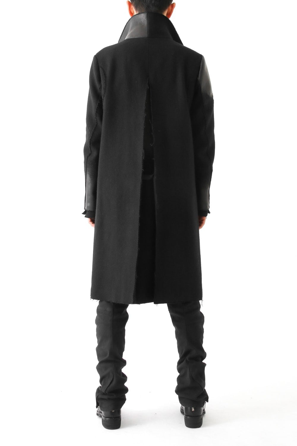 Leather Needle punch Double-breasted Coat