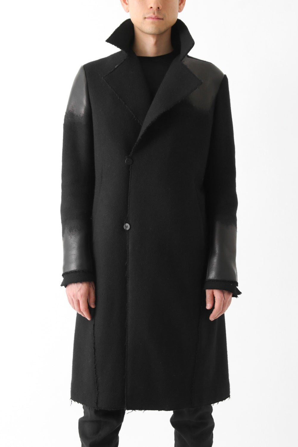 Leather Needle punch Double-breasted Coat