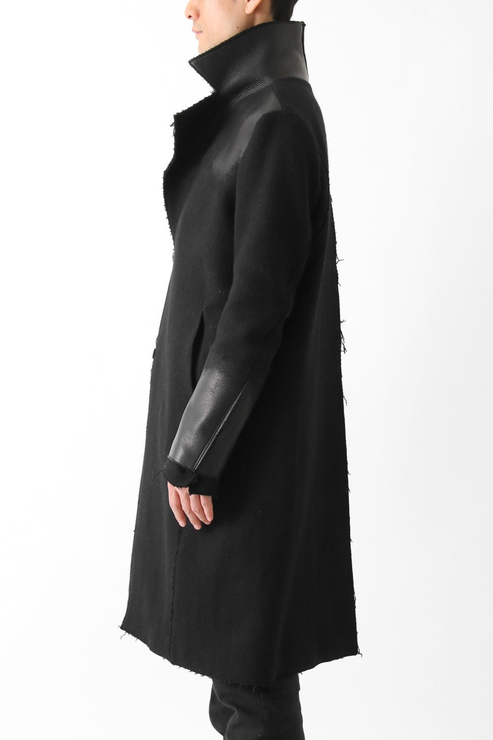 Leather Needle punch Double-breasted Coat