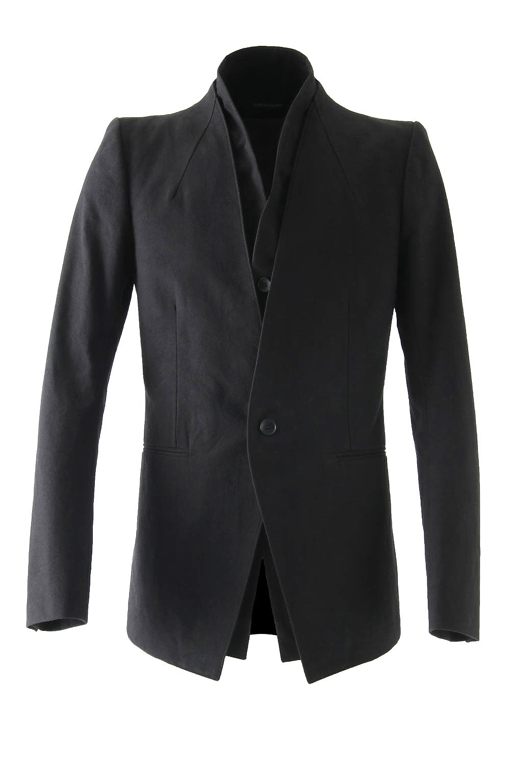 Layered Collarless Tailored Jacket Black