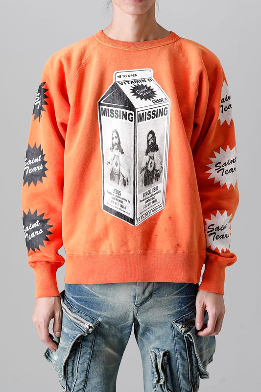 DENIM TEARS × ©SAINT M×××××× "SAINT TEARS" MILK PACK Raglan sleeve Sweat shirt