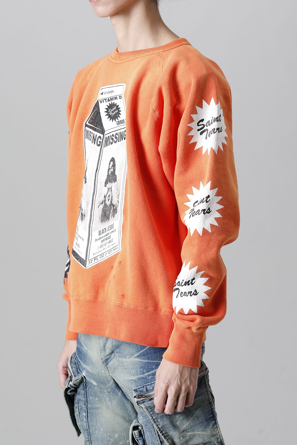 DENIM TEARS × ©SAINT M×××××× "SAINT TEARS" MILK PACK Raglan sleeve Sweat shirt