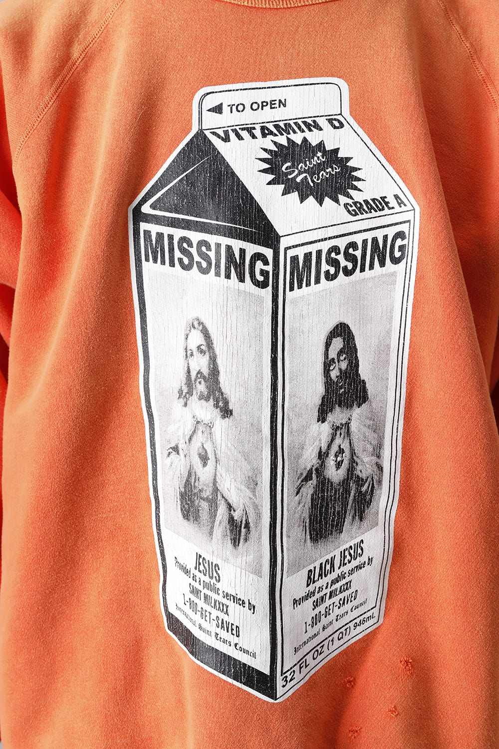 DENIM TEARS × ©SAINT M×××××× "SAINT TEARS" MILK PACK Raglan sleeve Sweat shirt