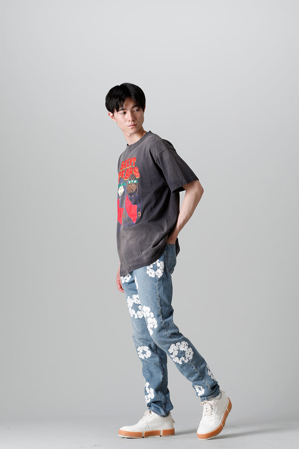 DENIM TEARS × ©SAINT M×××××× "SAINT TEARS" PURPLELP F Short sleeve T-shirt