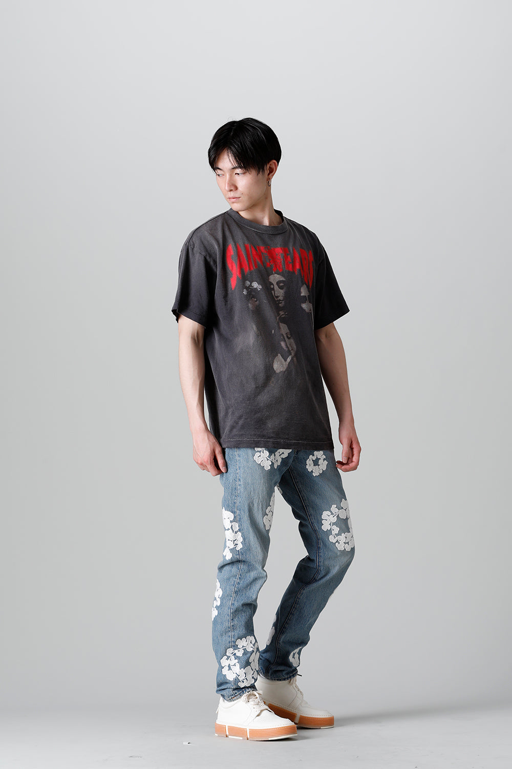 DENIM TEARS × ©SAINT M×××××× "SAINT TEARS" FACES Short sleeve T-shirt