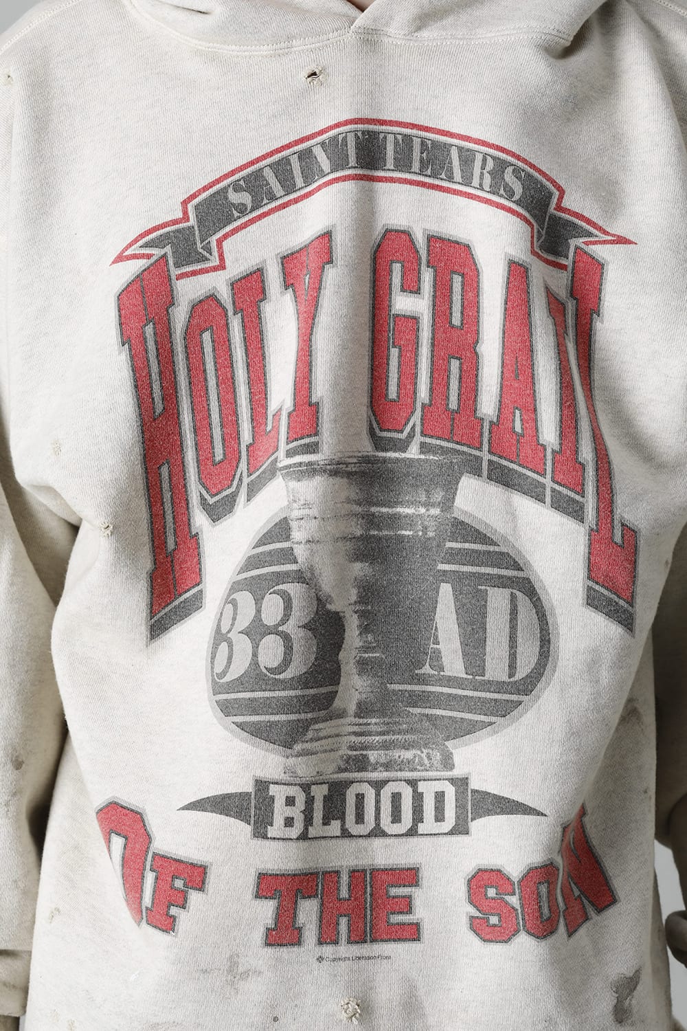 DENIM TEARS × ©SAINT M×××××× "SAINT TEARS" HOLY GRAIL Hoodie Grey