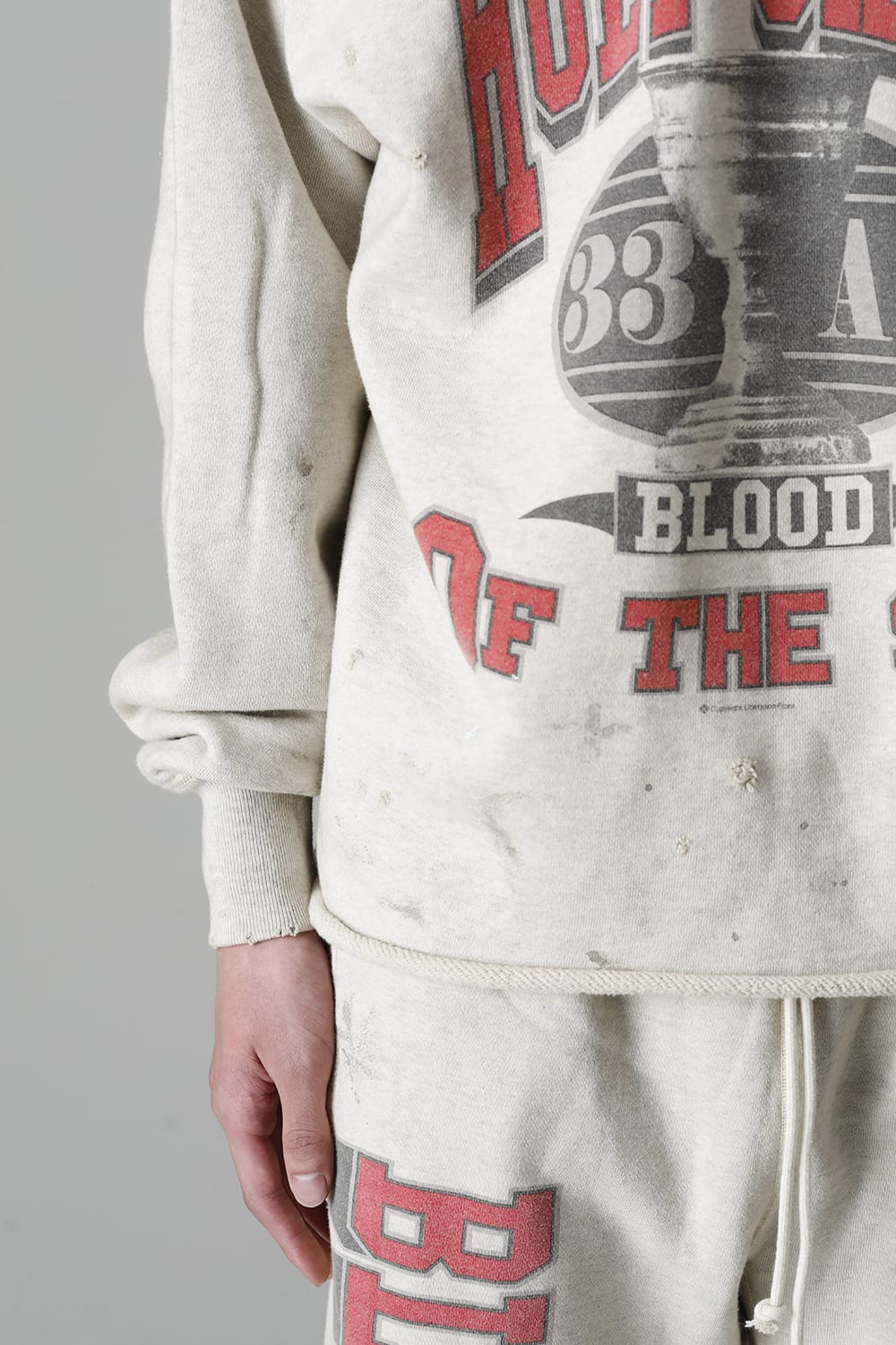 DENIM TEARS × ©SAINT M×××××× "SAINT TEARS" HOLY GRAIL Hoodie Grey