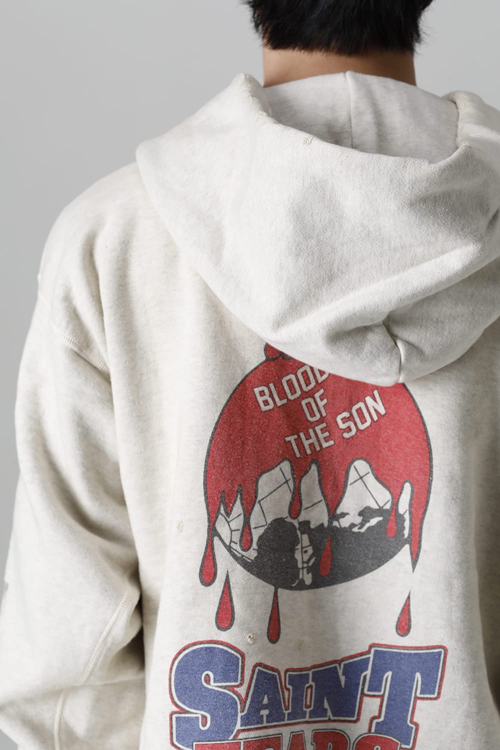 DENIM TEARS × ©SAINT M×××××× "SAINT TEARS" HOLY GRAIL Hoodie Grey