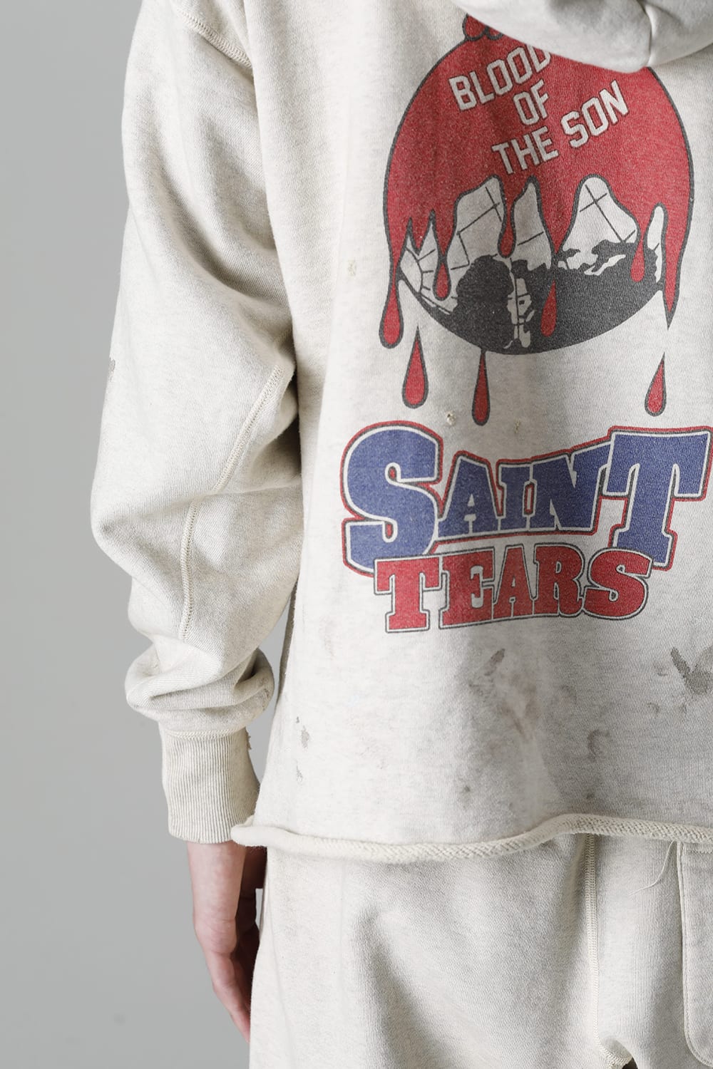 DENIM TEARS × ©SAINT M×××××× "SAINT TEARS" HOLY GRAIL Hoodie Grey