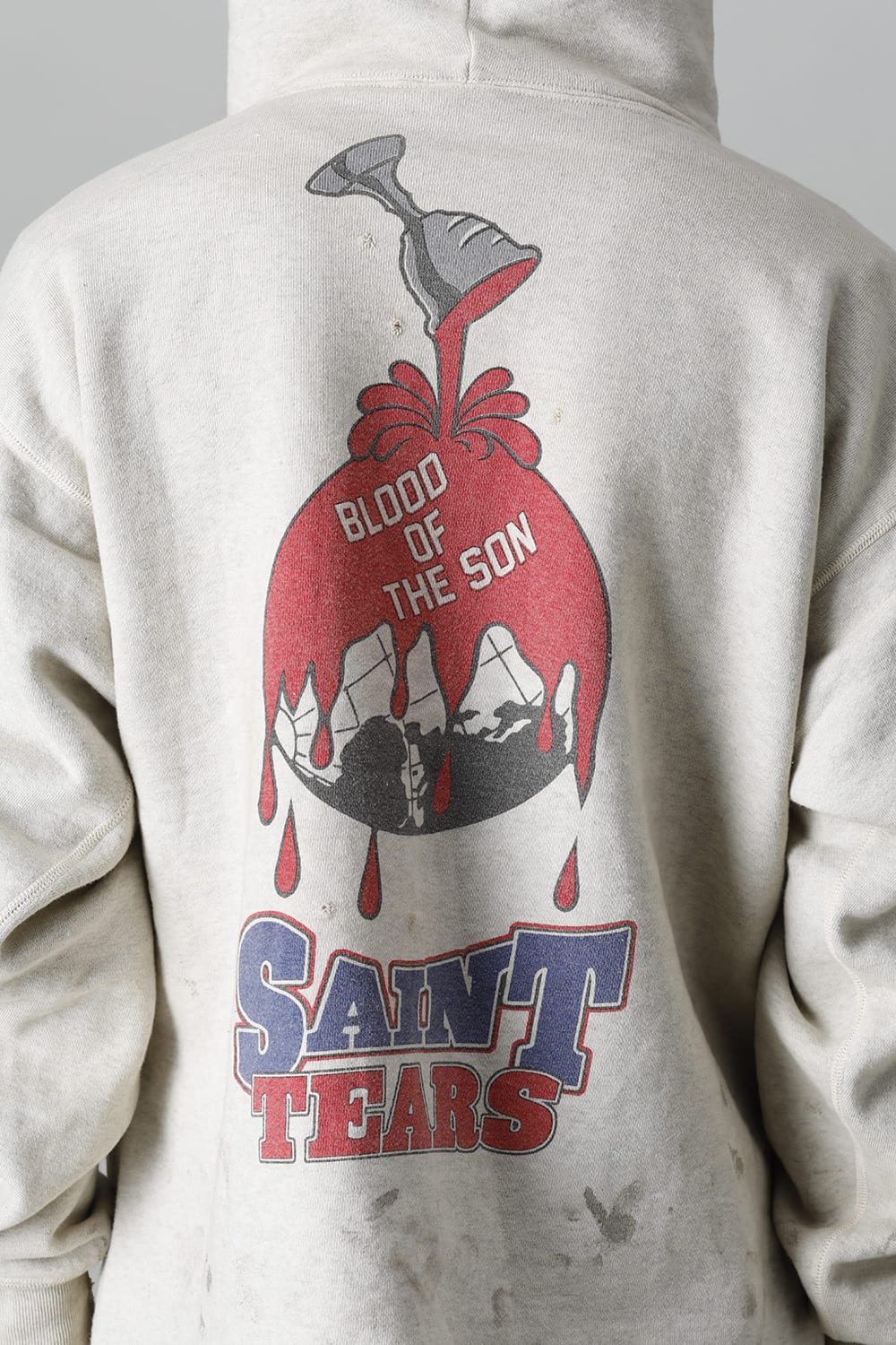 DENIM TEARS × ©SAINT M×××××× "SAINT TEARS" HOLY GRAIL Hoodie Grey
