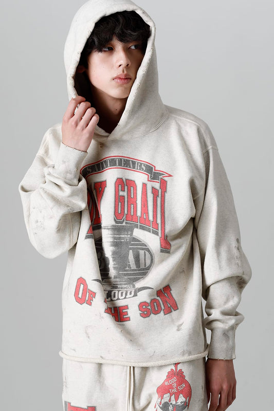 DENIM TEARS × ©SAINT M×××××× "SAINT TEARS" HOLY GRAIL Hoodie Grey