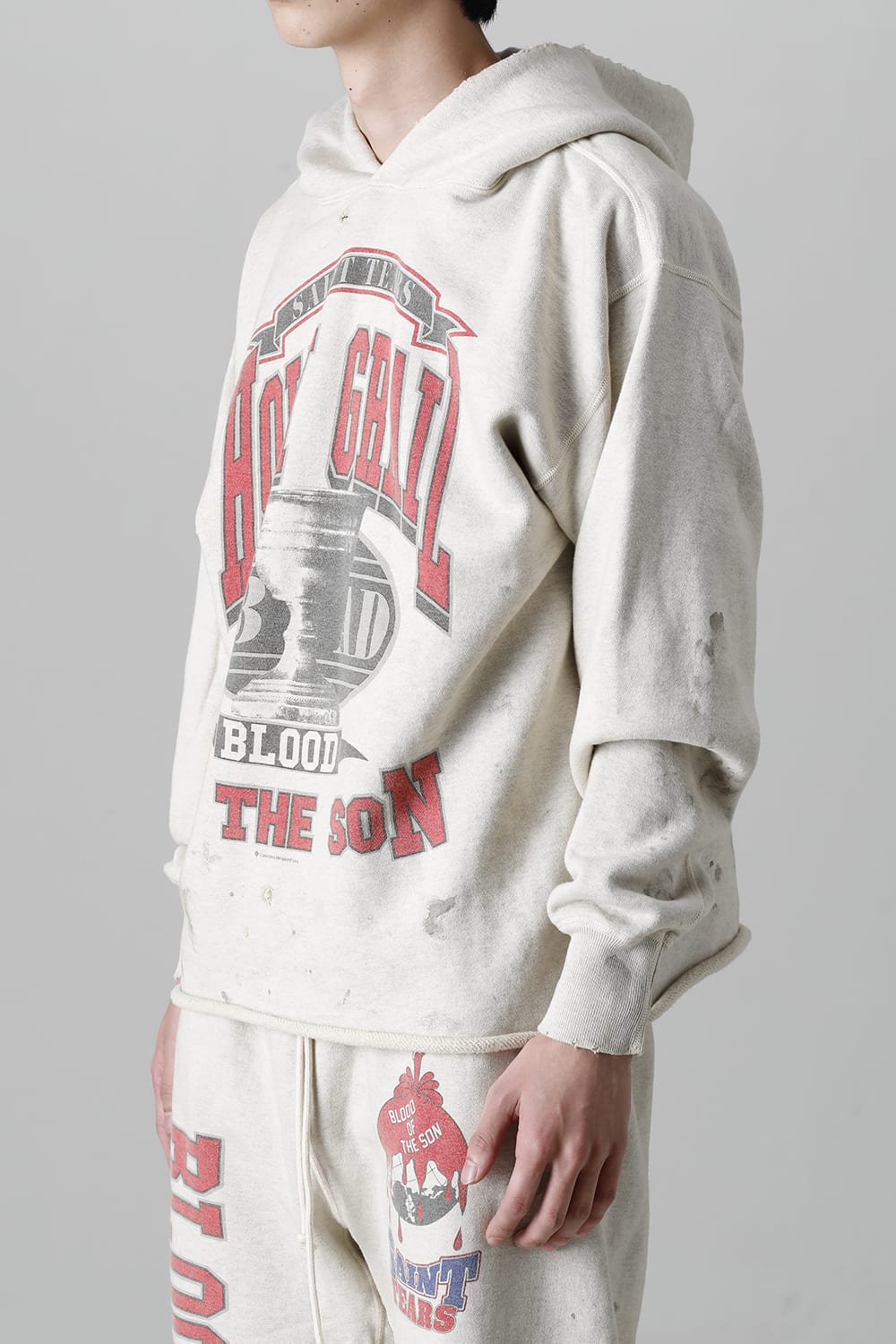 DENIM TEARS × ©SAINT M×××××× "SAINT TEARS" HOLY GRAIL Hoodie Grey