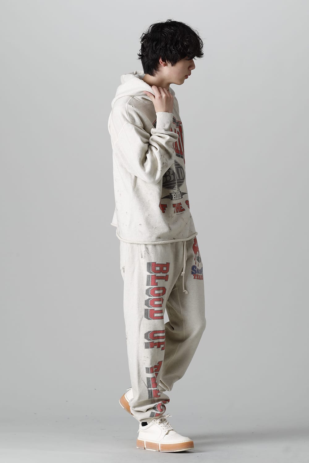 DENIM TEARS × ©SAINT M×××××× "SAINT TEARS" HOLY GRAIL Hoodie Grey