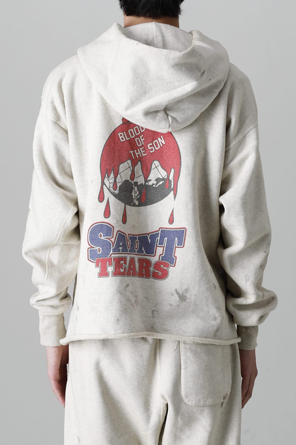 DENIM TEARS × ©SAINT M×××××× "SAINT TEARS" HOLY GRAIL Hoodie Grey