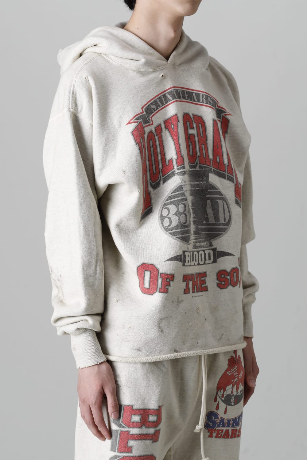 DENIM TEARS × ©SAINT M×××××× "SAINT TEARS" HOLY GRAIL Hoodie Grey