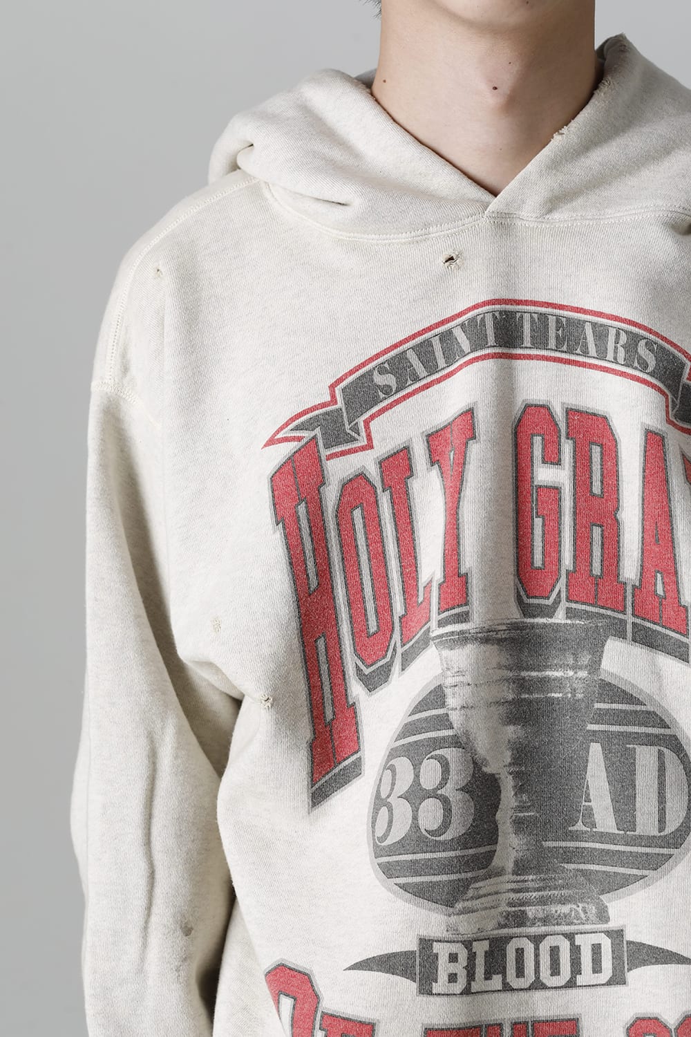 DENIM TEARS × ©SAINT M×××××× "SAINT TEARS" HOLY GRAIL Hoodie Grey