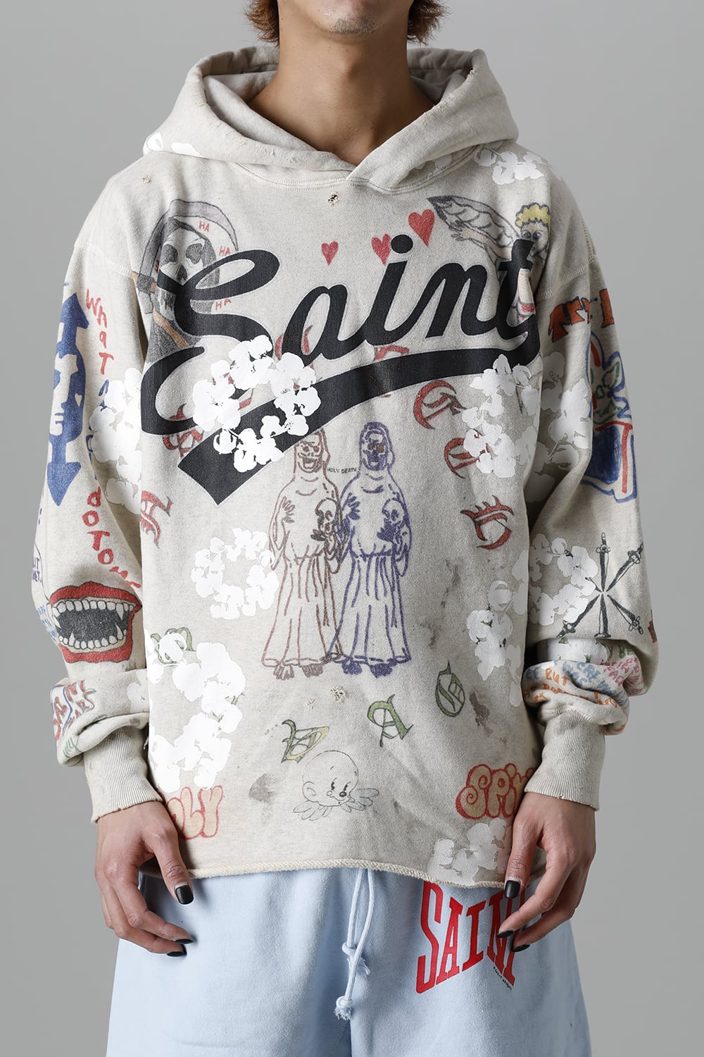 DENIM TEARS × ©SAINT M×××××× "SAINT TEARS" Graffiti Hoodie