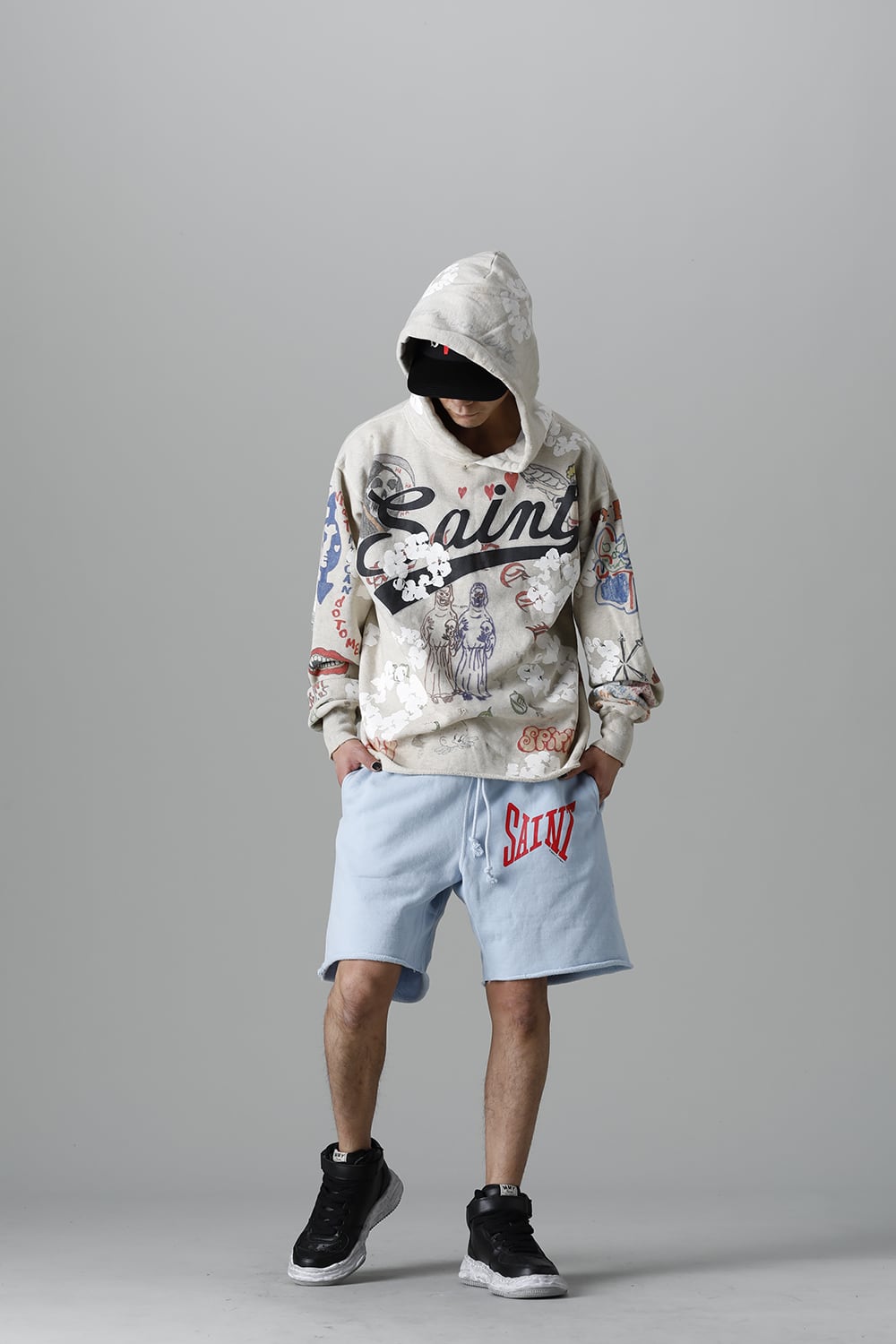 DENIM TEARS × ©SAINT M×××××× "SAINT TEARS" Graffiti Hoodie