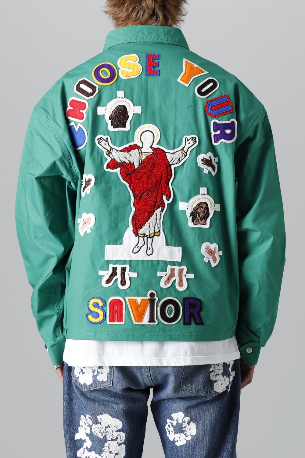 DENIM TEARS × ©SAINT M×××××× "SAINT TEARS" Swing Top Jacket Green