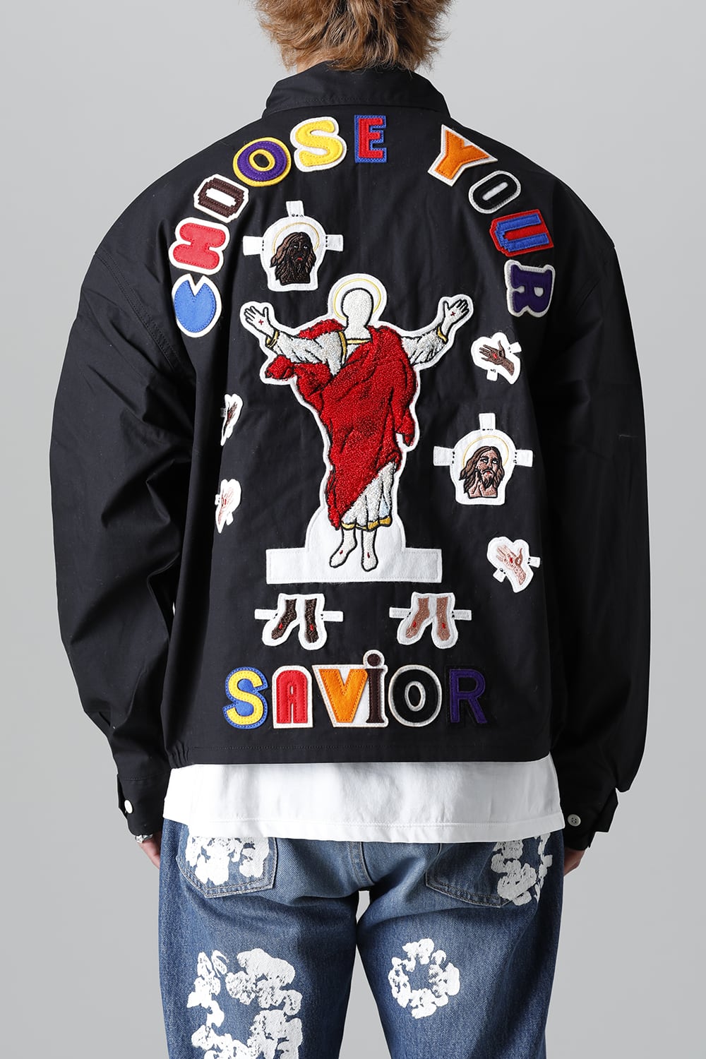 DENIM TEARS × ©SAINT M×××××× "SAINT TEARS" Swing Top Jacket Black