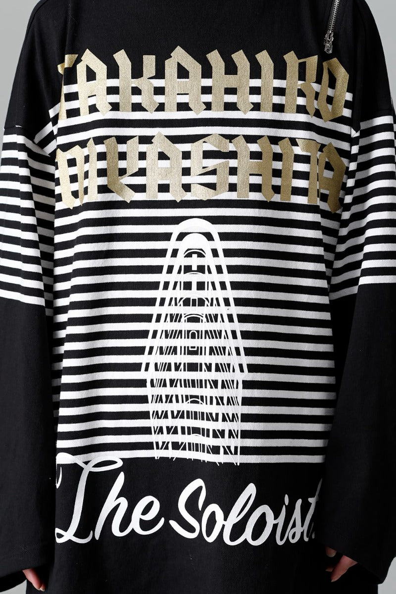 ダブルジップ バルーンシェイプド バスクシャツ ブラックxホワイト