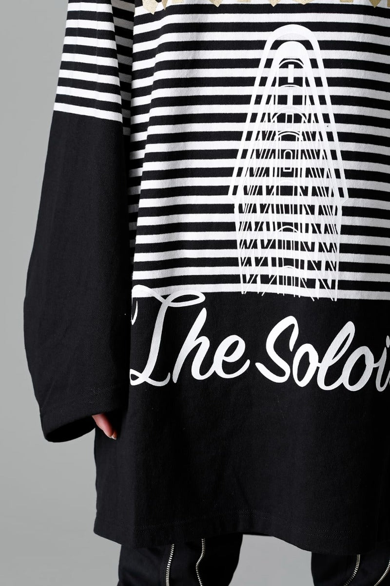 ダブルジップ バルーンシェイプド バスクシャツ ブラックxホワイト