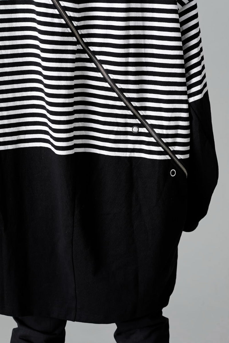 ダブルジップ バルーンシェイプド バスクシャツ ブラックxホワイト