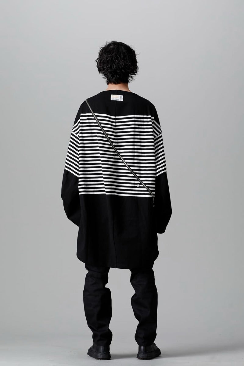 ダブルジップ バルーンシェイプド バスクシャツ ブラックxホワイト