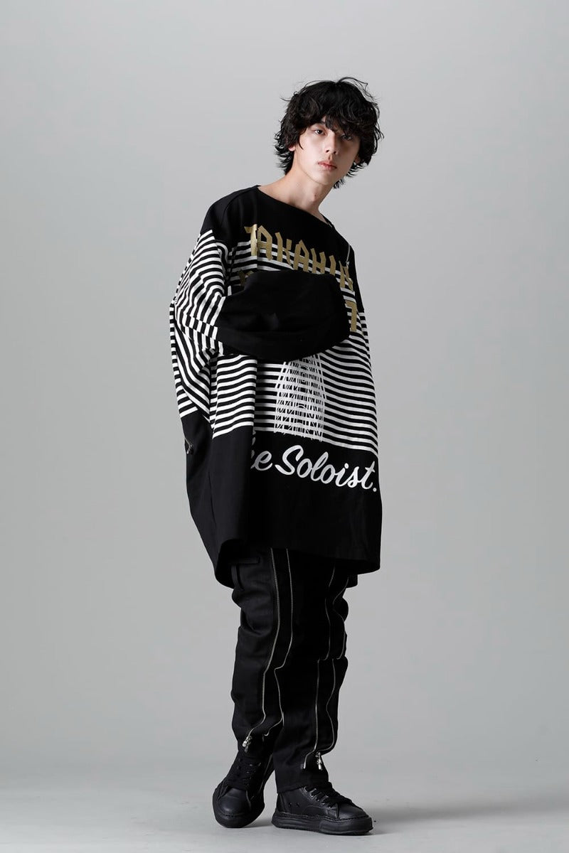 ダブルジップ バルーンシェイプド バスクシャツ ブラックxホワイト